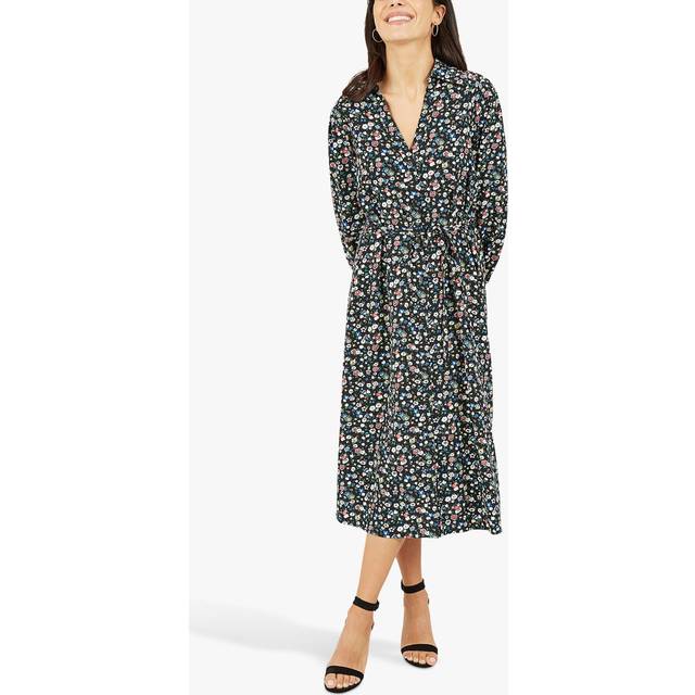 Yumi Womens Ditsy Print Long Sleeve Shirt Dress - Black - Size 12 UK