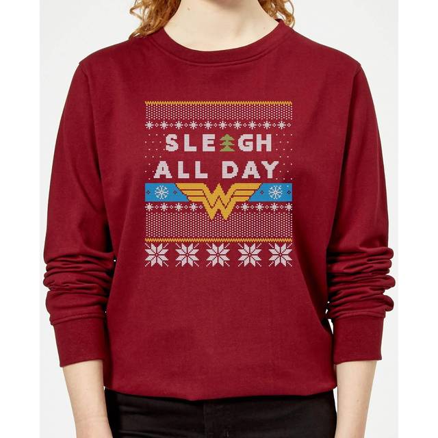 Wonder Woman 'Sleigh All Day Christmas Jumper - Red - L