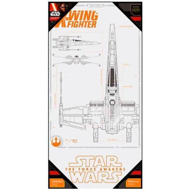 Star Wars Episode VII Glass Poster - X-Wing Fighter (50 x 25cm)