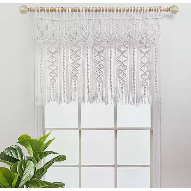 Lush Decor Boho Macrame Textured Cotton Valance/Kitchen Curtain/Wall D