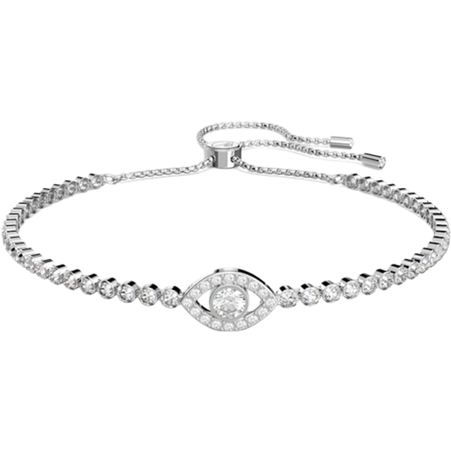 Subtle bracelet, Evil eye, White, Rhodium plated