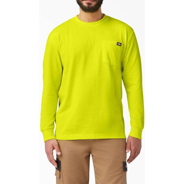 Dickies mens Long Sleeve Heavyweight Neon Crew Neck Tee T Shirt  Bright Yellow  Large US