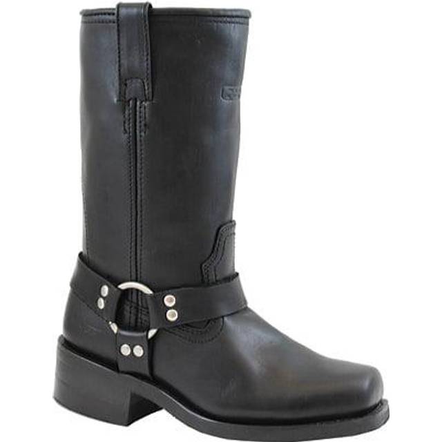 Ad Tec RIDETECS Mens 13in Harness Straps Heavy Duty Oiled Leather Motorcycle Boots  Black - Waterproof  Soft Toe  and Heel Motocross Boots For Men