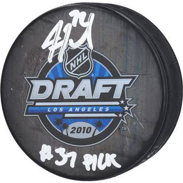 Justin Faulk St. Louis Blues Autographed 2010 NHL Draft Logo Hockey Puck with "#37 Pick" Inscription
