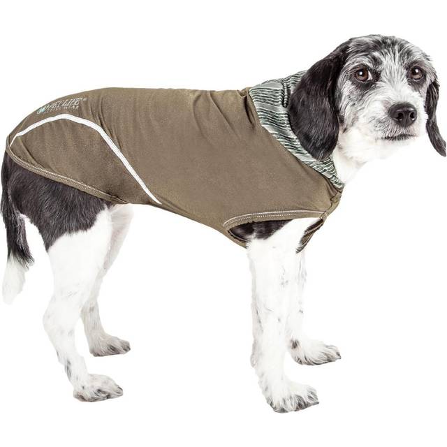 Pet Life HDHL1GNLG Active Pull-Rover Premium 4-Way Stretch Two-Toned Performance Sleeveless Dog T-Shirt Tank Top Hoodie, Green - Large
