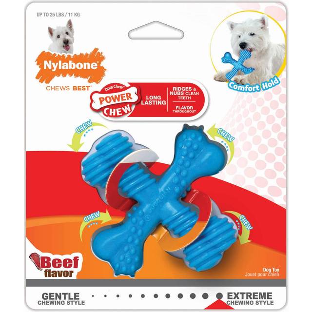Extreme Tough Dog Chew Toy X-Bone, Durable, Cleans Teeth, Beef Flavour, Small, for Dogs Up to 11 kg, for Large Breeds
