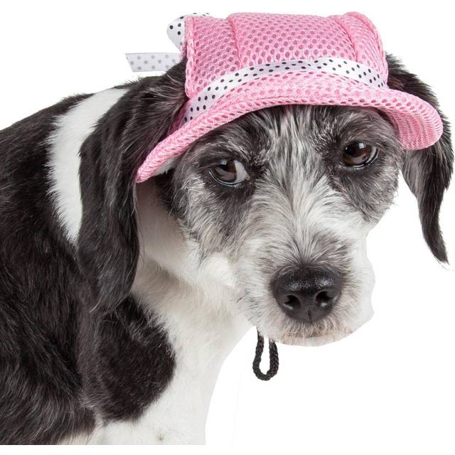 Pet Life HT10PKLG Sea Spot Sun UV Protectant Adjustable Fashion Mesh Brimmed Dog Hat Cap, Pink - Large