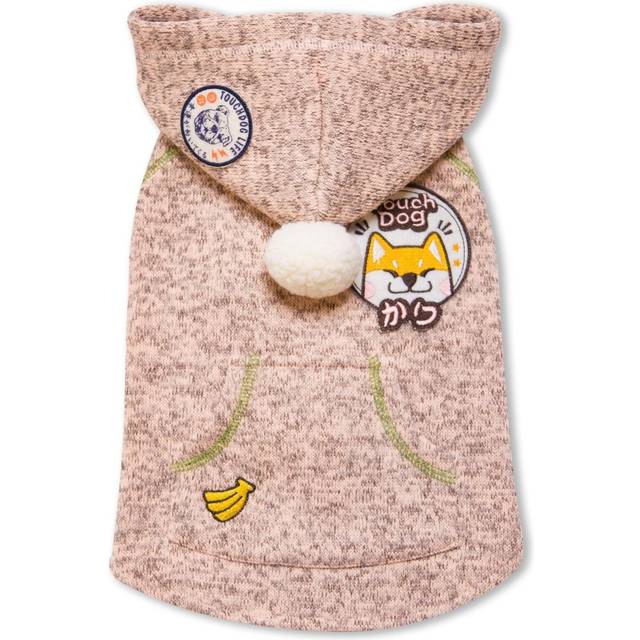 Touchdog HD5PKXS Hippie Designer Sleeveless Pompom Dog Hooded Sweater, Light Pink - Extra Small