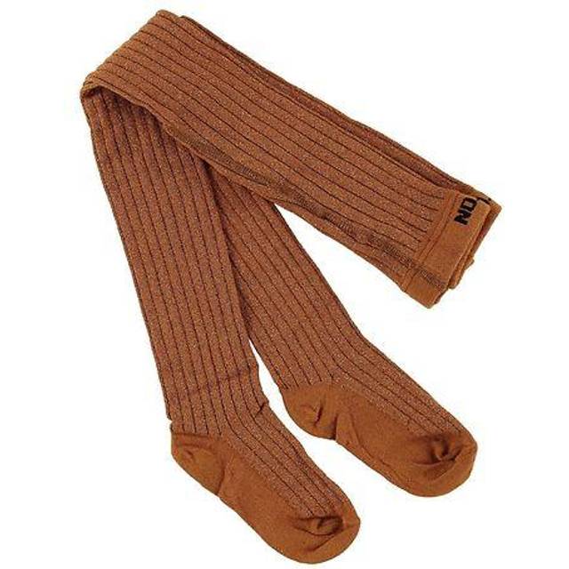 Melton Strumpbyxor - Rib - Bambu - Bränd Orange m. Glitter - Melton - 56/62 - Strumpbyxor