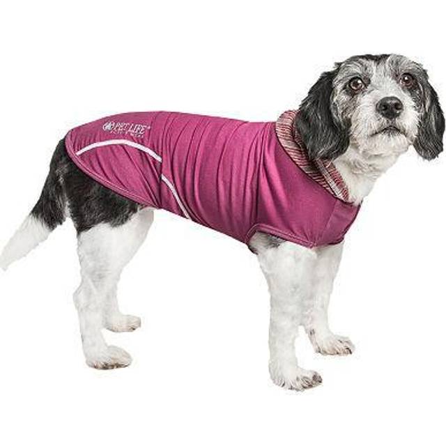 Pet Life HDHL1MRSM Active Pull-Rover Premium 4-Way Stretch Two-Toned Performance Sleeveless Dog T-Shirt Tank Top Hoodie, Burgundy & Maroon - Small
