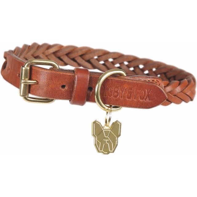 (Tan, X-Small) Digby & Fox Plaited Dog Collar