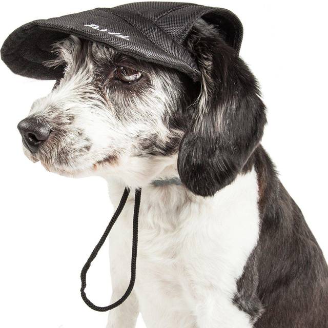 Pet Life HT6BKMD Cap-Tivating UV Protectant Adjustable Fashion Dog Hat - Jet Black, Medium
