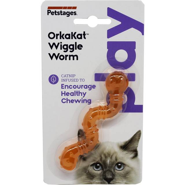 Petstages Orkakat Wiggle Worm Dental Chew Catnip Cat Toy