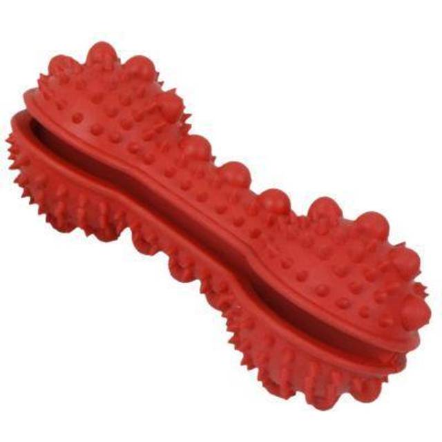 Pet Life DT48RD Denta-Bone TPR Treat Dispensing & Dental Cleaning Durable Dog Toy, Red - One Size