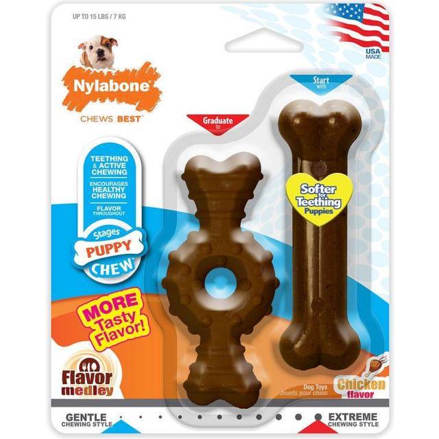 Nylabone Puppy Ring and Bone Petite (Twin Pack)