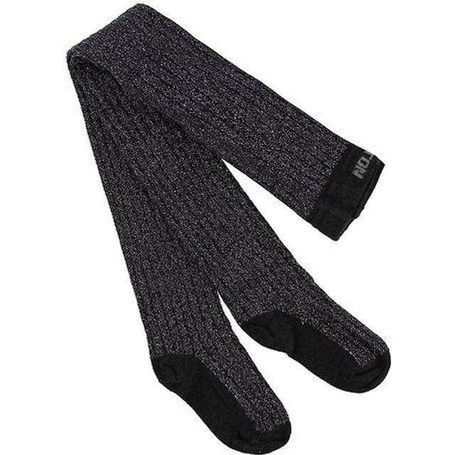 Melton Strumpbyxor - Rib - Bambu - Mörkgrå m. Glitter - Melton - 56/62 - Strumpbyxor