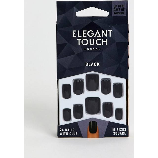 Elegant Touch Black Colour Nails- Square Gift set