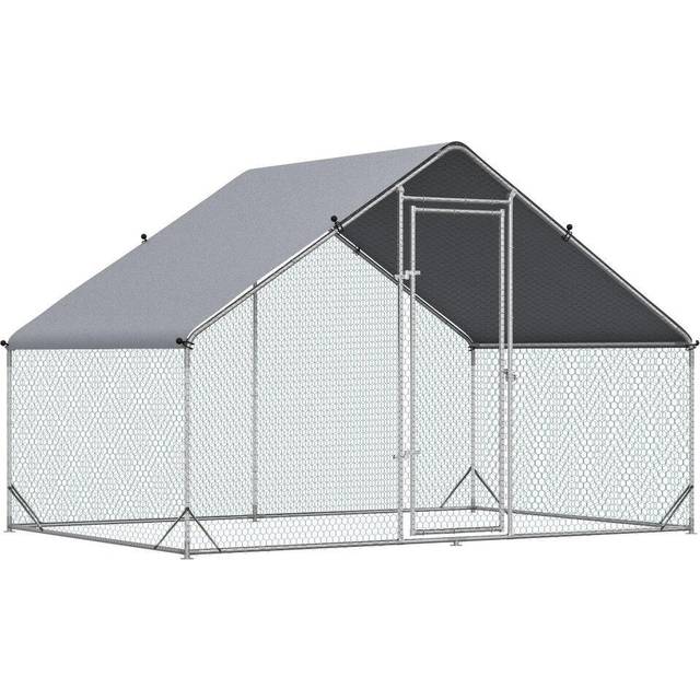 PawHut Walk In Chicken Run Large Galvanized Chicken Coop w/ Cover 3 x 2 x 2m | TJ Hughes