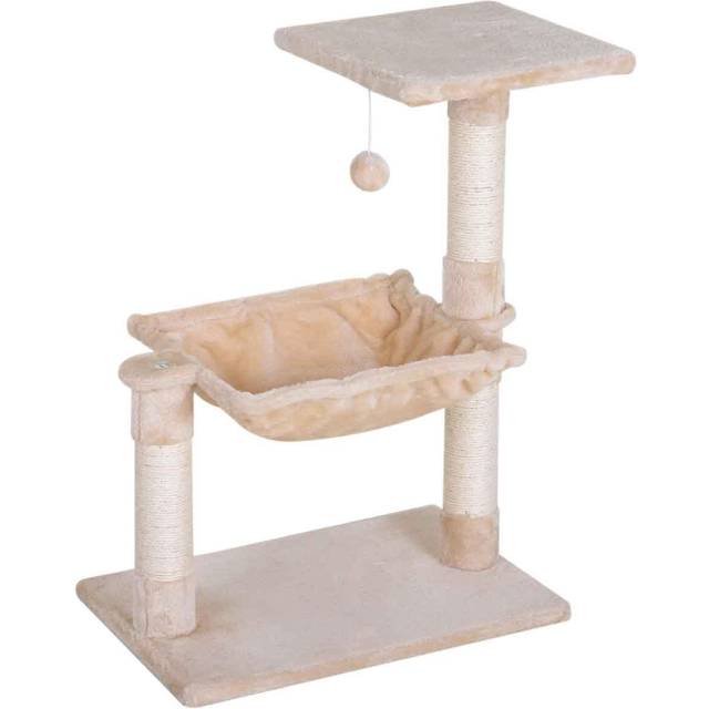 PawHut Cat Activity Tree Kitten Play Tower Palace Two-Tier Scratching Beige | TJ Hughes