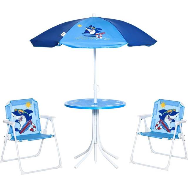 Outsunny Kids Table Chair & Umbrella set Ages 3-6 Years - Blue | TJ Hughes
