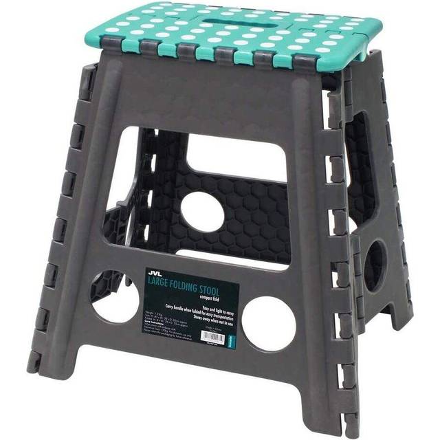 Large folding compact step stool grey lightweight with carry handle 150kg load
