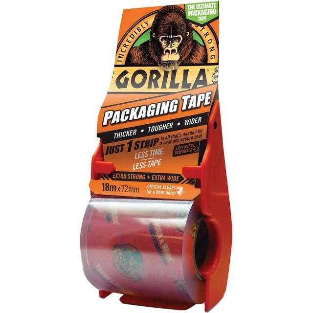 Gorilla 3044801 Clear Packaging Tape & Dispenser - 72mm x 18m