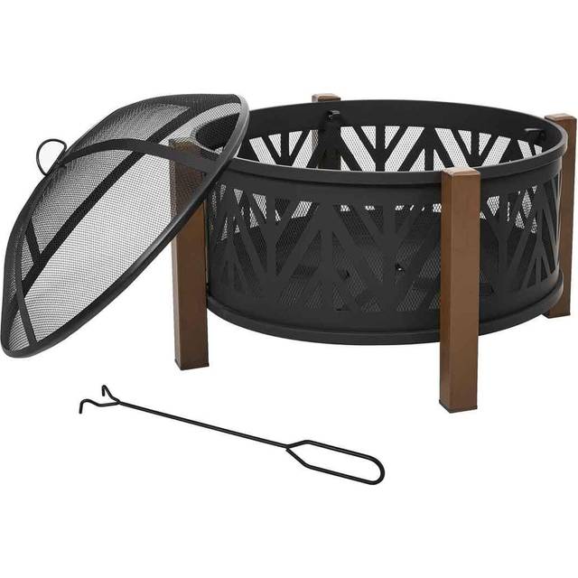 Outsunny Versatile Outdoor Fire Pit With Grill Grate | Wowcher