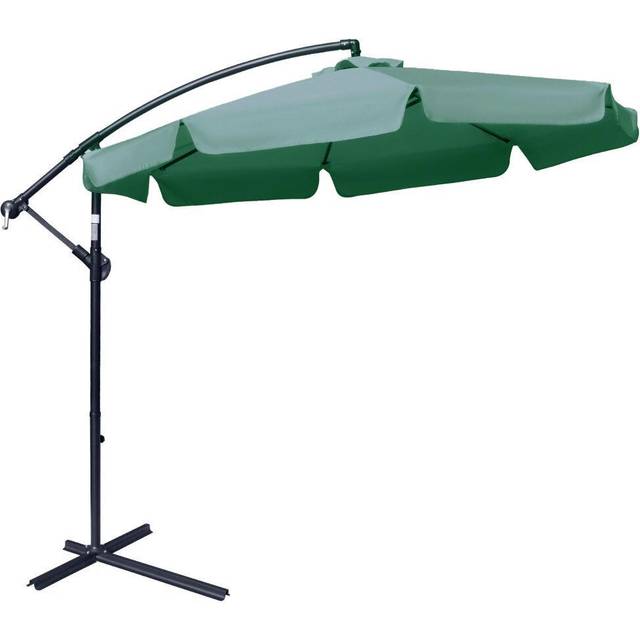 Outsunny 2.7m Garden Banana Parasol Cantilever Umbrella with Crank Handle - Green