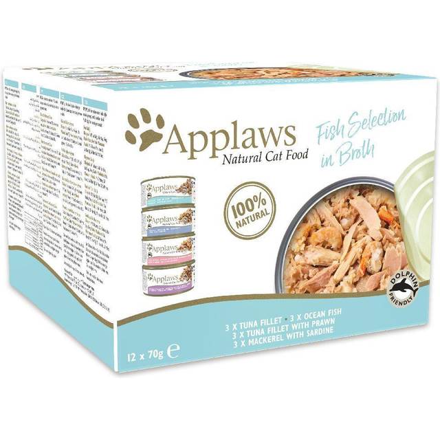 Mixpack: Applaws Adult 12 x 70 g - Fisk i buljong