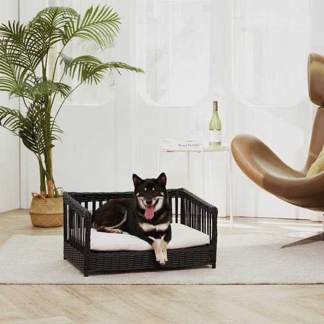 Teamson Pets Clotho Indoor/Outdoor Wicker Small Pet Bed - Brown, Brown