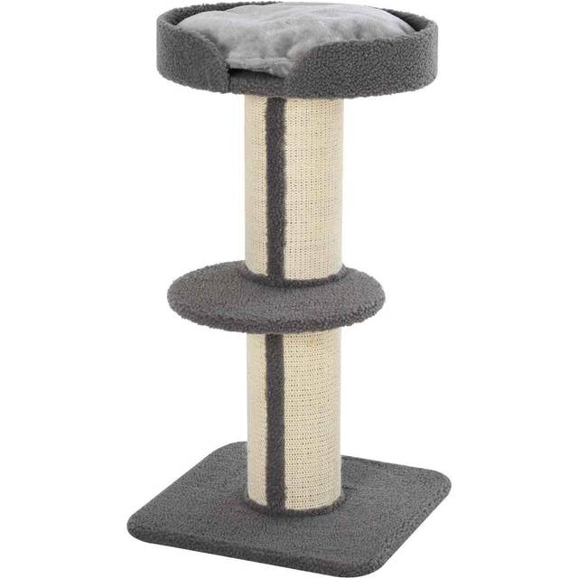 PawHut 2-Tier Cat Kitten Resting Tree w/ Top Basket Cushion Sisal Post Grey | TJ Hughes
