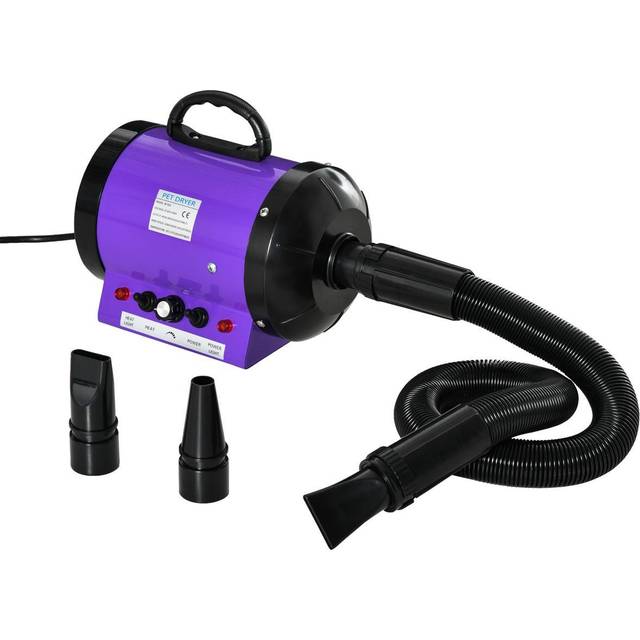 PawHut 2800W Dog Pet Grooming Hairdryer Heater W/ Three Nozzles - Black, Black
