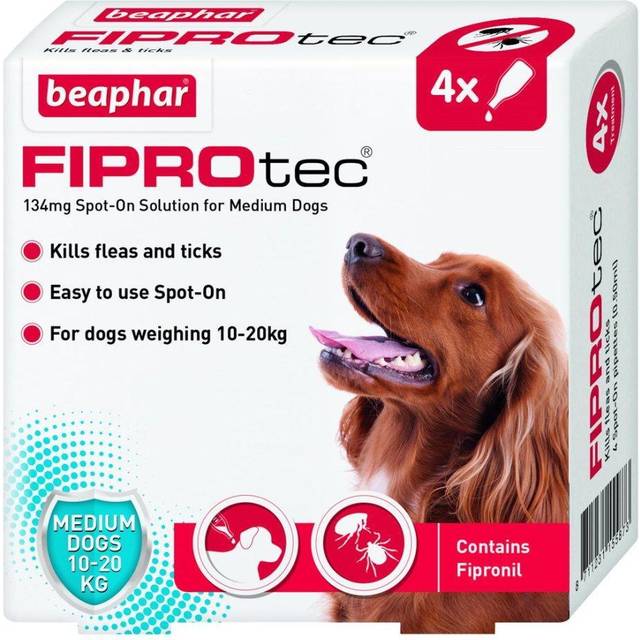 (Clearance) BEAPHAR FIPROtex Spot-On Solution for Dogs 4 pipes | Size: (Best Before 15/05/25) 10-20kg