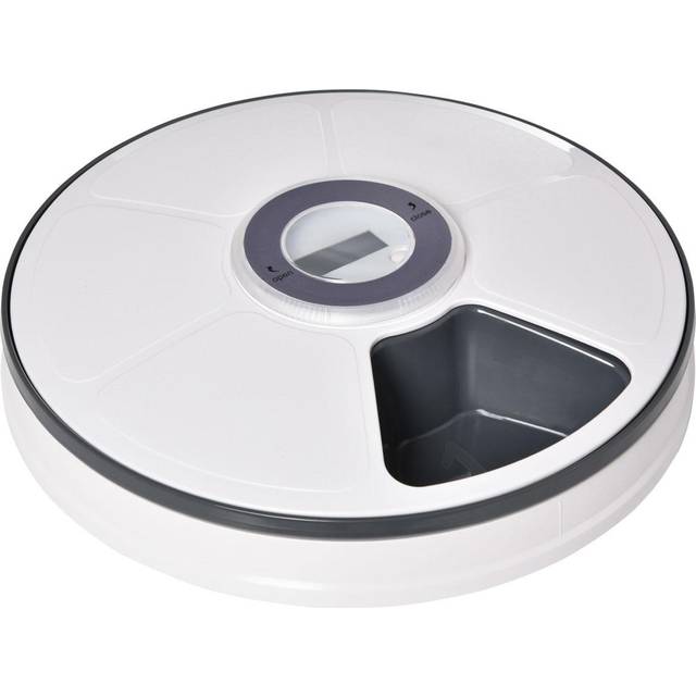 PawHut Pet Feeder w/ Digital Timer Six-Meal Food Dispenser Trays White | TJ Hughes