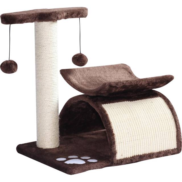 PawHut Cat Tree Plush Scratcher Kitty Activity Play Center Tunnel Dangling Ball | TJ Hughes