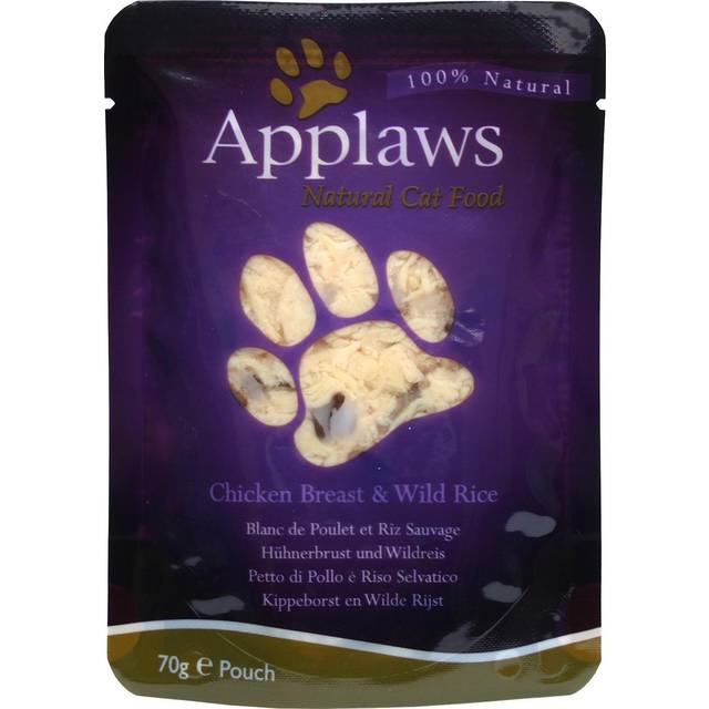 Applaws Premium Natural kattfoder våt, kyckling med vilt ris i buljong 70 g portionspåsar (12 x 70 g)