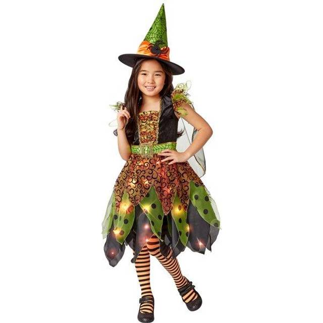Light Up Green Witch Girl's Costume - Black&#47;Orange&#47;Green (L)