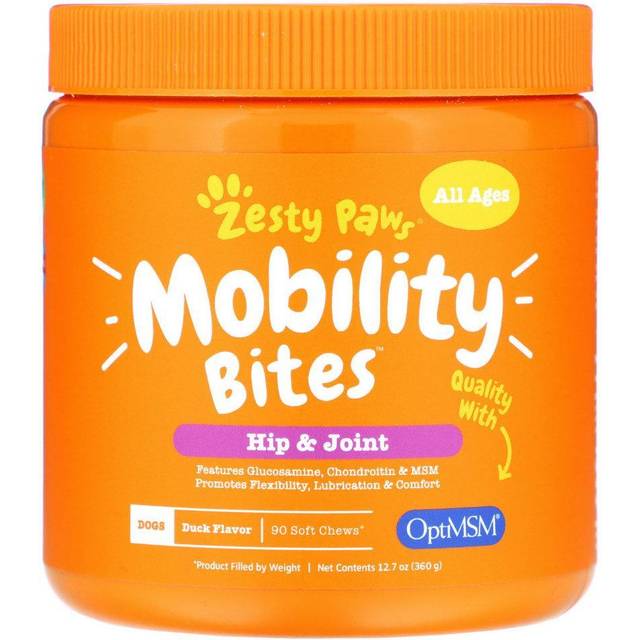 Zesty Paws Glucosamine for Dogs - Hip & Joint Health Soft Chews with Chondroitin & MSM - Functional Dog Supplement for Pet Mobility Support with Kelp + Vitamins C and E for Hips & Joints