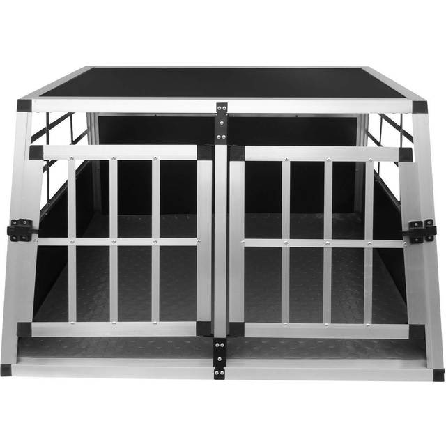 Monster Shop Car Pet Crate - Small Double Doors, Silver