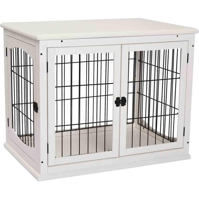 PawHut Dog Crate Puppy Cage End Table Design for Small Dog White | TJ Hughes