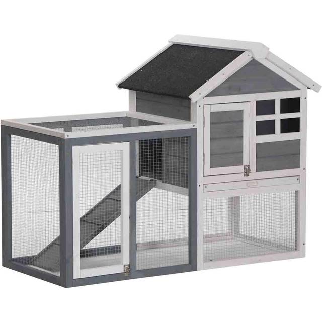 PawHut 2 Tier Wooden Rabbit Hutch | TJ Hughes