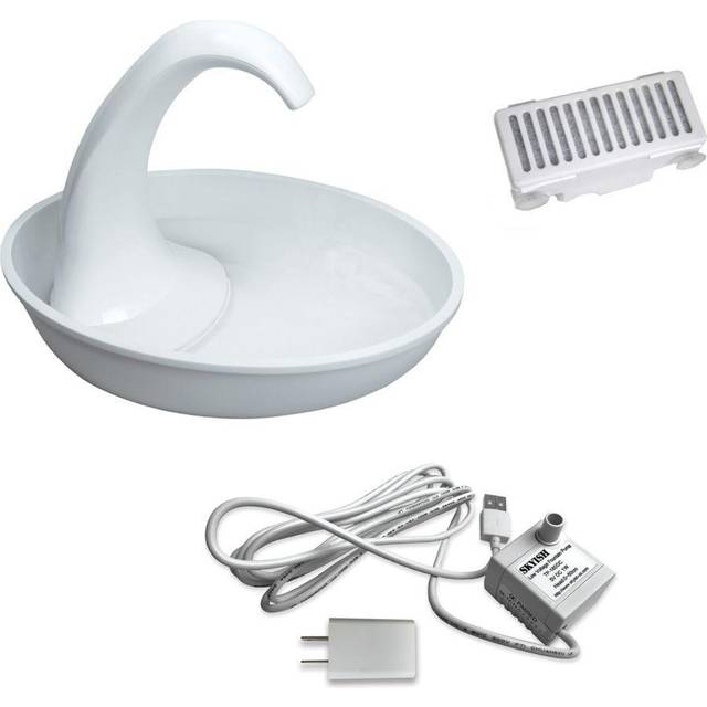 Pioneer Swan Pet Cat Dog Drinking Water Fountain Electric Filter Bowl White