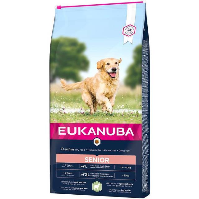 Eukanuba Hundfoder med lamm och ris för stora raser – torrfoder för senior hundar, 12 kg