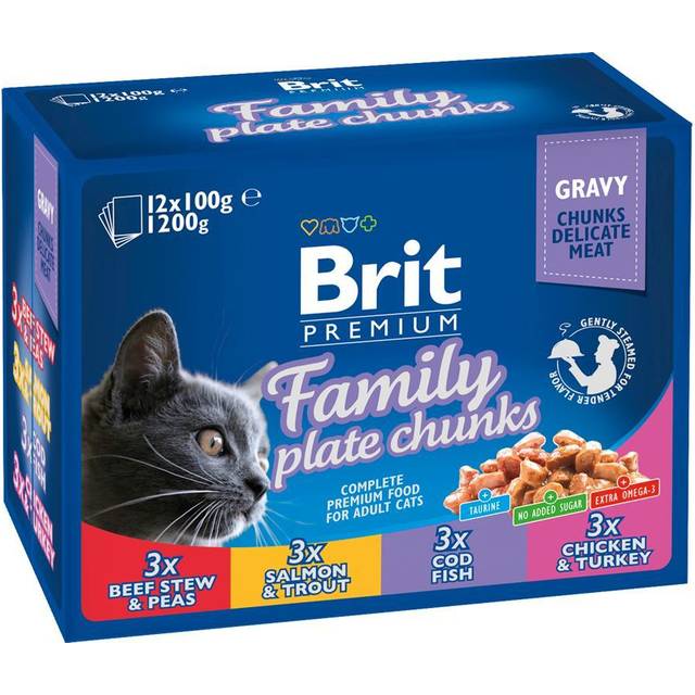 Brit Premium by Nature Brit Premium Cat bitar i sås Fisk & Kött 12 x 100 g - Multi
