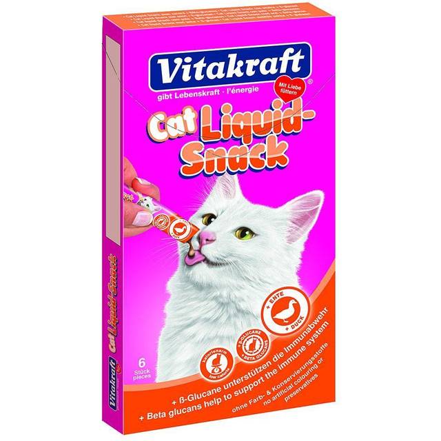 Vitakraft Cat Liquid-Snack Anka & betaglukan - 6 x 15 g