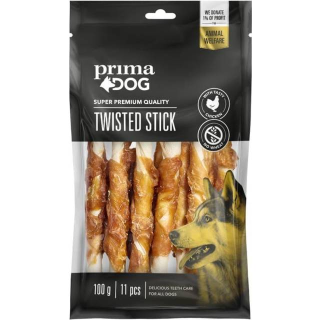 PrimaDog Tuggpinne- Kyckling, Lax, Anka eller Viltkött 100gr-400gr