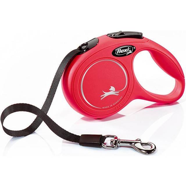 Flexi, Leash New Classic Model, Strap Version, Modern och ergonomisk form, Avancerat styrsystem, Infällbart koppel, Made in Germany, Röd, XS - 3m