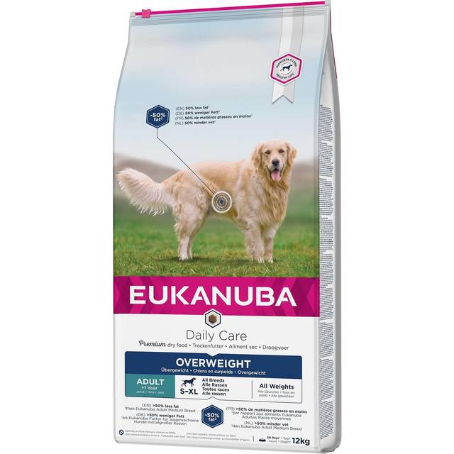 Eukanuba Daily Care Overweight/Steriliserat torrfoder – specialfoder med låg fetthalt för överviktiga eller kastrerade hundar, 12 kg