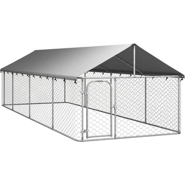 vidaXL Outdoor Dog Kennel with Roof 600x200x150 cm - Silver