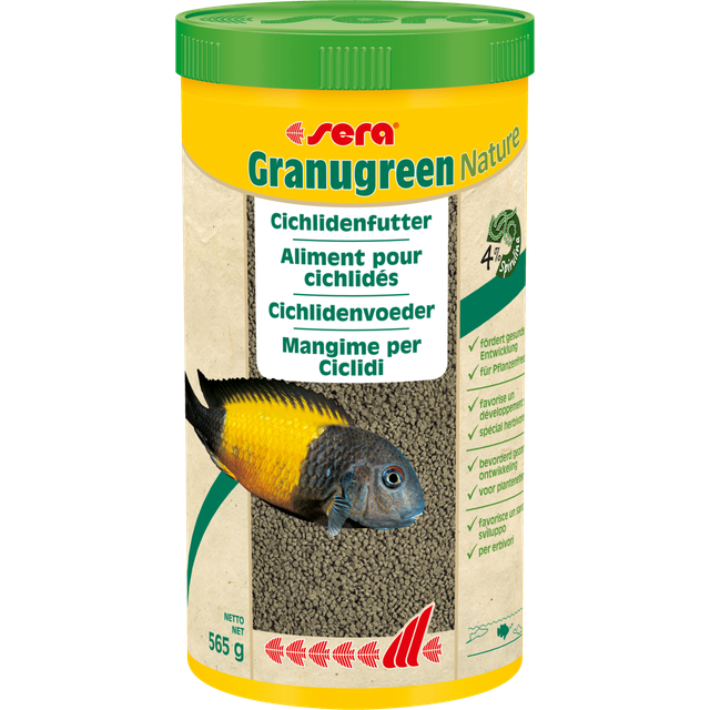 sera Granugreen Nature 1 000 ml (565 g) – huvudfoder för östafrikanska ciklider, foder för Malawi